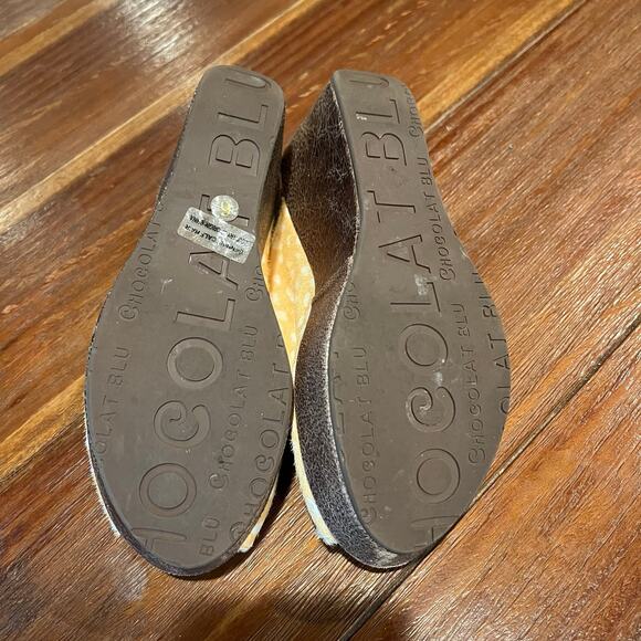 Chocolat Blu Yiona Leather Genuine Calf Hair Wedge Mule Sandal Shoe Size 6 - Picture 4 of 10